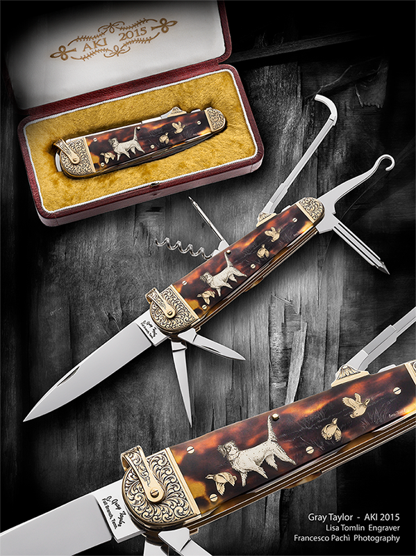 AKI 2015 Sportsman Knife with Quail and Llewellin Setter